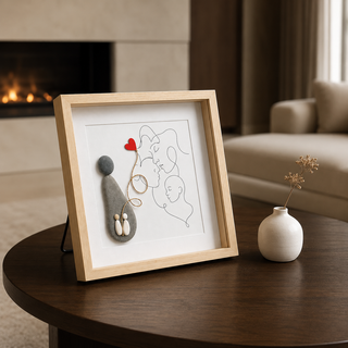 Where Hearts Meet Home | Handcrafted Pebble Art  Frame