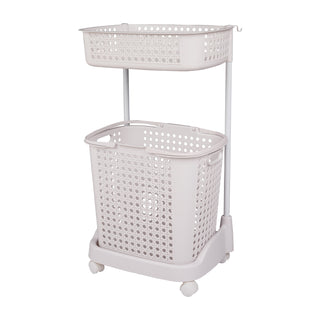 2-Tier Plastic Laundry Basket Storage Trolley