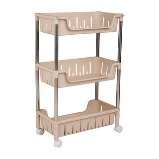 Metal Rod Storage Trolley - Beige