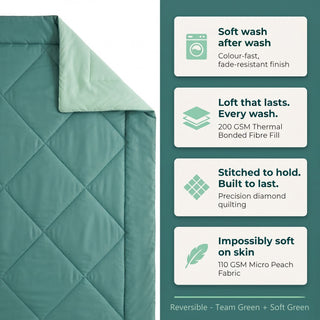 Epicasa Reversible Comforter | 200 GSM Thermal Bonded Fill | 110 GSM Micro Peach Fabric | All Season AC Quilt | Diamond Quilted | Lightweight Duvet Blanket for Home Bedroom |