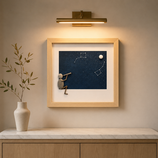 The Night He Reached for the Stars - Handcrafted Pebble Art Frame