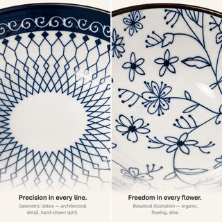 Exotic Flower Ceramic Bowl Set for Kitchen & Dining Microwave Safe