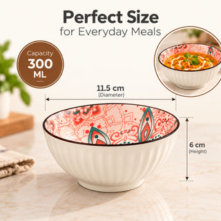 Bloom Garden Ceramic Bowl Set for Kitchen & Dining Microwave Safe
