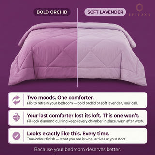 Epicasa Reversible Comforter | 200 GSM Thermal Bonded Fill | 110 GSM Micro Peach Fabric | All Season AC Quilt | Diamond Quilted | Lightweight Duvet Blanket for Home Bedroom |