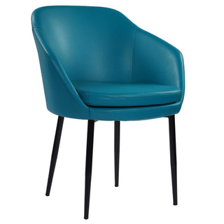 Erika Dining Leather Chair With Cushion and Metal Legs - Blue