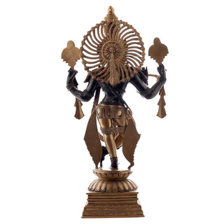 Lord Krishna Brass Statue in Black - 12 x 6.5 x 23.5 Inch, 12.7 Kg
