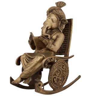 Lord Ganesha reading Idol made of Pure Brass