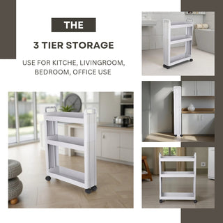 Plastic Rolling Storage Trolley - Grey