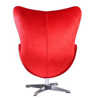 Vienna Velvet Lounge Chair with Aluminum Base - Red