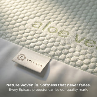 Epicasa Aloe Vera infused Mattress Protector | 250 GSM Waterproof Fitted Cover | Breathable Honeycomb Fabric | Noiseless & Skin-Friendly | 360° Elasticated fit | Hypoallergenic | Blocks Dust Mites & Allergens   | Machine Washable | Made in India