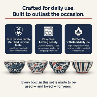 Garden Bloom Ceramic Bowl Set for Kitchen & Dining Microwave Safe