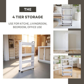 Plastic Rolling Storage Trolley - Grey