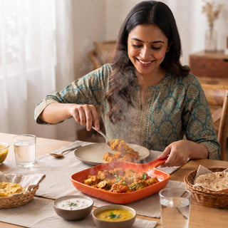 Ceramic Serving Platter with Handle Microwave & Dishwasher Safe