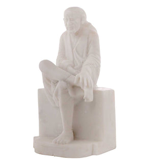 Lord Sai Baba Sitting Idol Made of Marble - 8 x 7 x 16 inch, 27 kg