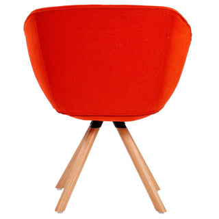Mia Side Arm Dinging Chair with Wood Legs - Red