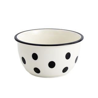 Premium Ceramic Bowl Set with Serving Plate Polka Dot Design Microwave & Dishwasher Safe.