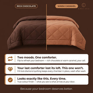 Epicasa Reversible Comforter | 200 GSM Thermal Bonded Fill | 110 GSM Micro Peach Fabric | All Season AC Quilt | Diamond Quilted | Lightweight Duvet Blanket for Home Bedroom |