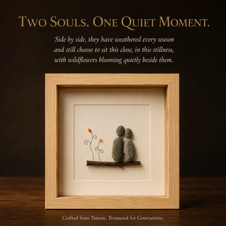 Handcrafted Natural Pebble Art Couple Frame