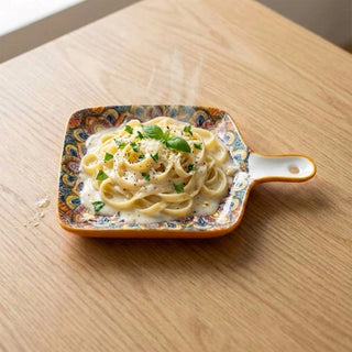 Fusion Mandala Ceramic Serving Platter with Handle Microwave & Dishwasher Safe