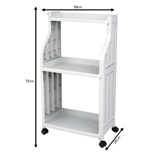 3-Tier Plastic Rolling Storage Rack With Handle