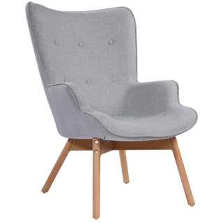 Alexa Armrest Lounge Chair with foot rest for Living Room/ Bedroom - Grey