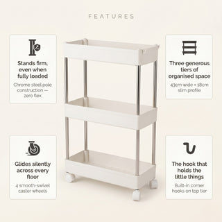 Slim Metal Storage Rack - White