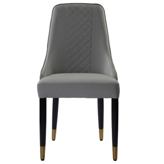 Elena Leather Dining chair with Gold Finish Metal Legs - Grey
