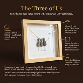 The Three of Us — Handcrafted Pebble Art Frame