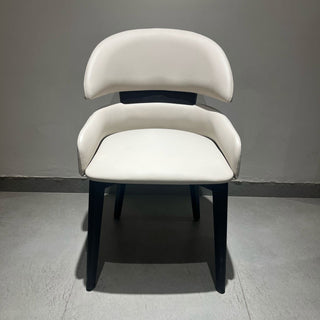 Nelson Dining Chair Pu Leather Seat with Wooden Legs - White