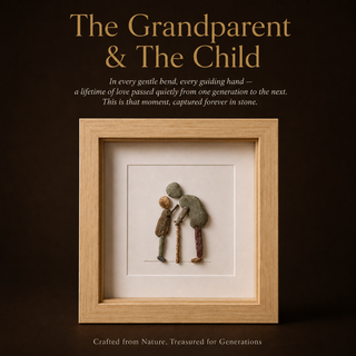 Handcrafted Pebble Art Frame – "The Grandparent & The Child"