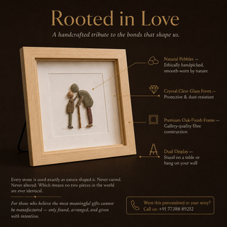 Handcrafted Pebble Art Frame – "The Grandparent & The Child"