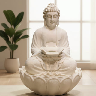 White Buddha Offering Water Fountain
