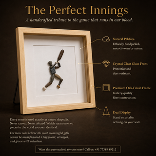 The Perfect Innings — Handcrafted Cricket Pebble Art Frame