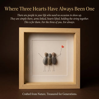 The Three of Us — Handcrafted Pebble Art Frame