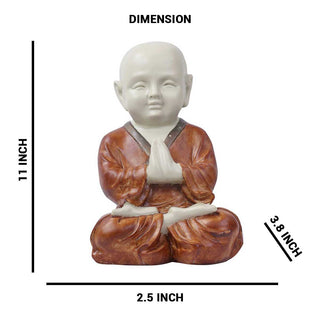 Lord Namaste Monk Sitting Made of Marble Dust - 2.5 x 3.8 x 11 Inch, 1 Kg