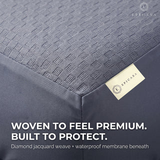 Epicasa 100% Waterproof Mattress Protector |250 GSM Premium Jacquard Weave | Noiseless & Breathable Fitted Bed Protector | Hypoallergenic | Blocks Dust Mites & Allergens | 360° Elasticated fit | Machine Washable | Made in India | Classic Grey