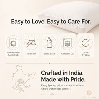 Epicasa Microfibre Fill Pillow | 110 GSM Micro Peach Shell | Velvety Soft, Loft That Lasts | Hypoallergenic | Machine Washable