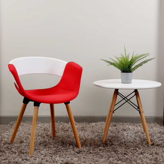 Casper Armrest Café Chair With Wooden Legs - Red