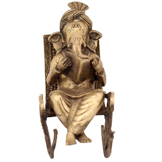 Lord Ganesha reading Idol made of Pure Brass