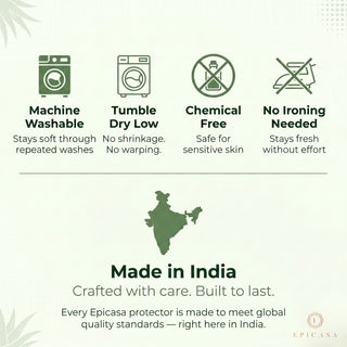 Epicasa Aloe Vera infused Mattress Protector | 250 GSM Waterproof Fitted Cover | Breathable Honeycomb Fabric | Noiseless & Skin-Friendly | 360° Elasticated fit | Hypoallergenic | Blocks Dust Mites & Allergens   | Machine Washable | Made in India
