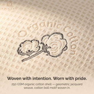 Epicasa Adjustable Organic Cotton Pillow | 250 GSM Shell | Customisable Fill for Perfect Height & Firmness | Breathable & Skin-Soft | Fine Denier Fibre Fill | 100g Free Fibre Included