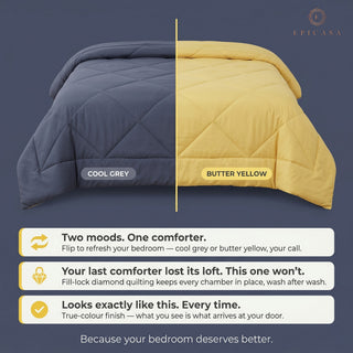 Epicasa Reversible Comforter | 200 GSM Thermal Bonded Fill | 110 GSM Micro Peach Fabric | All Season AC Quilt | Diamond Quilted | Lightweight Duvet Blanket for Home Bedroom |