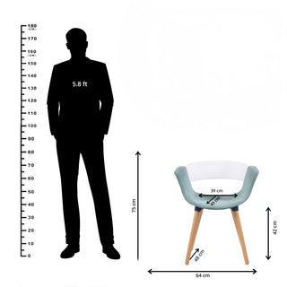 Casper Armrest Café Chair with Wooden Legs - Blue