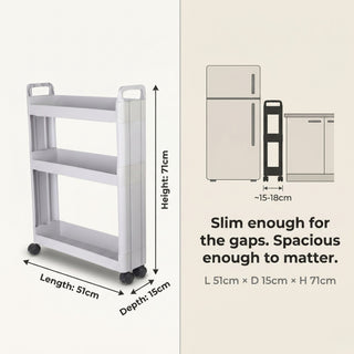 Plastic Rolling Storage Trolley - Grey
