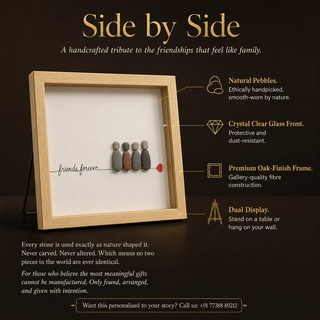 Side by Side | Handcrafted Natural Pebble Art | Friends Forever Frame | 5x7 Inch