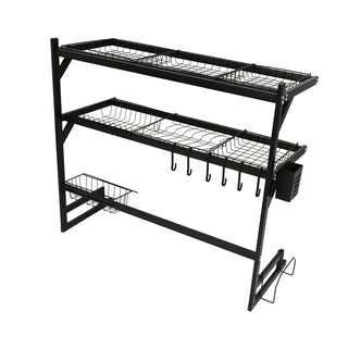 Over-Sink Dish Drying Rack Stainless Steel 2 Tier - Black
