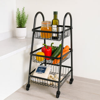 Storage Rack Trolley Metal  3 Tier – Black