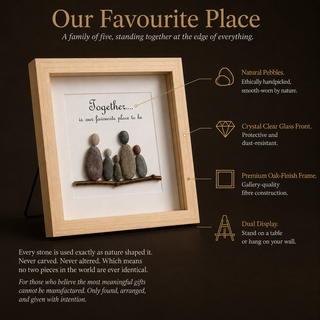Our Favourite Place — Handcrafted Family of Five Pebble Art Frame