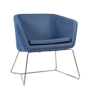 Sydney Fabric Lounge Armchair With Stainless Steel Legs - Blue