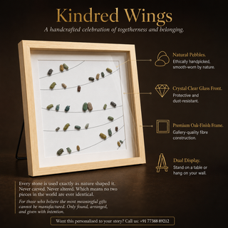 Kindred Wings – Handcrafted Natural Pebble Art Frame